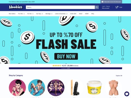 Nookies Toys review, a site that is one of many popular Gay Sex Toy Shops