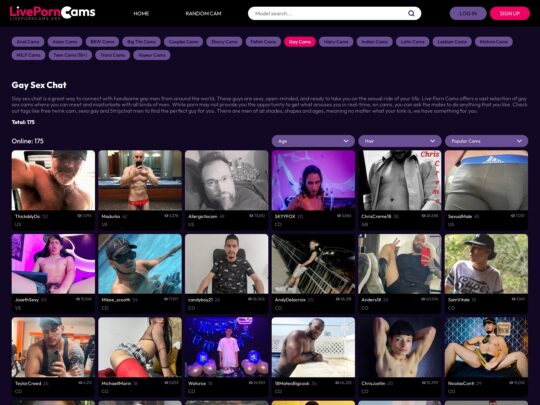 LivePornCams offers amateur gay men for webcam gay porn, open-minded, free-spirited, & horny.